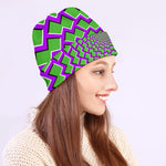 Green Shapes Moving Optical Illusion Beanie