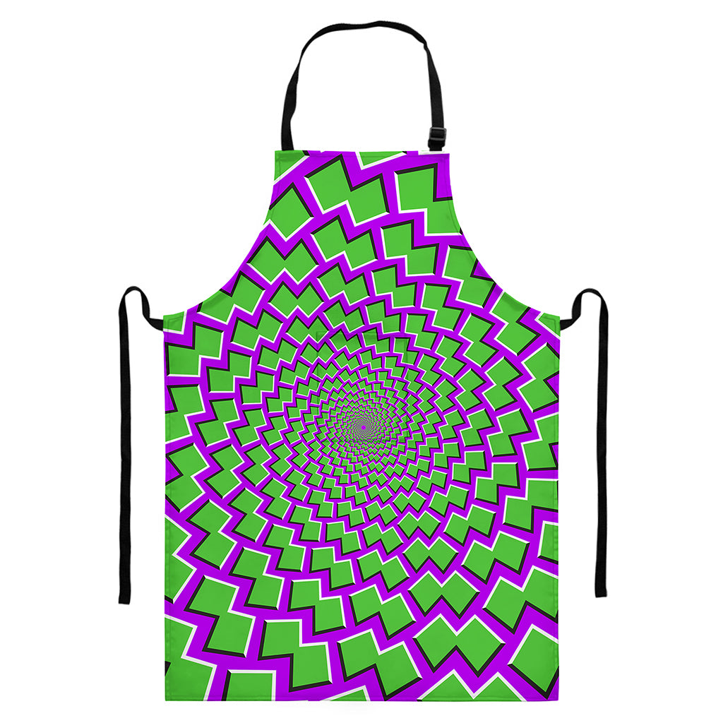 Green Shapes Moving Optical Illusion Bib Apron With Pocket