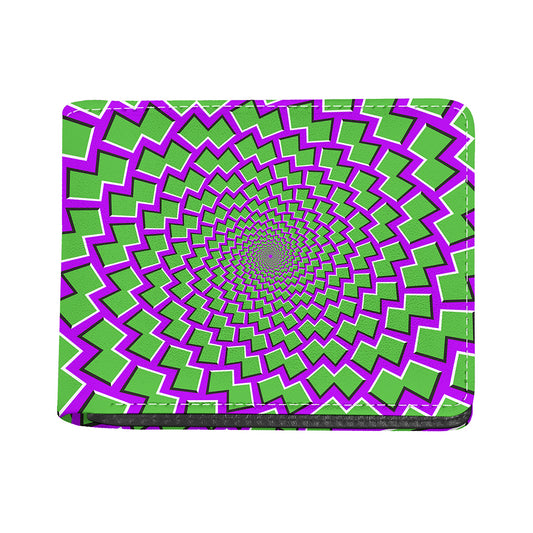 Green Shapes Moving Optical Illusion Bifold Wallet