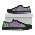 Green Shapes Moving Optical Illusion Black Low Top Sneakers
