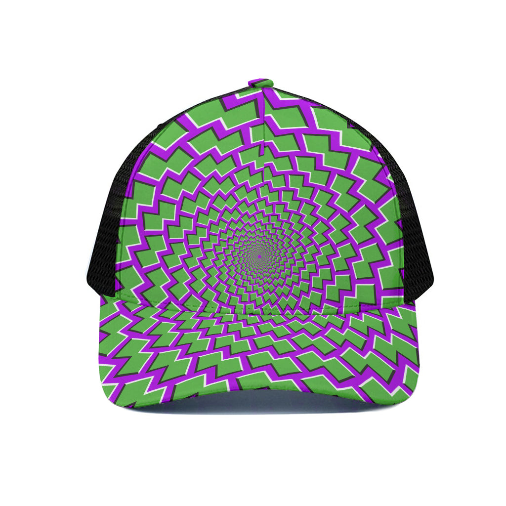 Green Shapes Moving Optical Illusion Black Mesh Trucker Cap