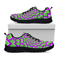 Green Shapes Moving Optical Illusion Black Running Shoes