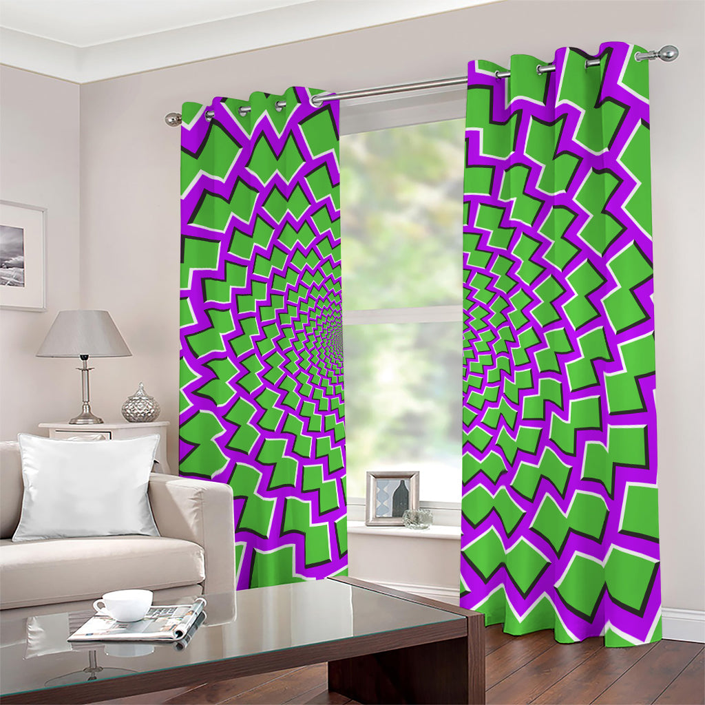 Green Shapes Moving Optical Illusion Blackout Grommet Curtains