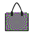 Green Shapes Moving Optical Illusion Canvas Tote Bag