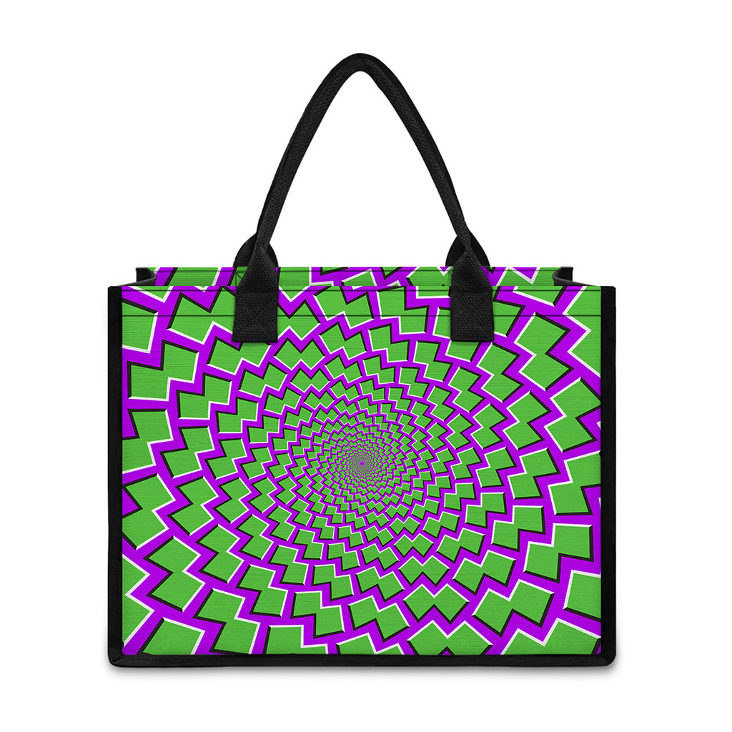 Green Shapes Moving Optical Illusion Canvas Tote Bag