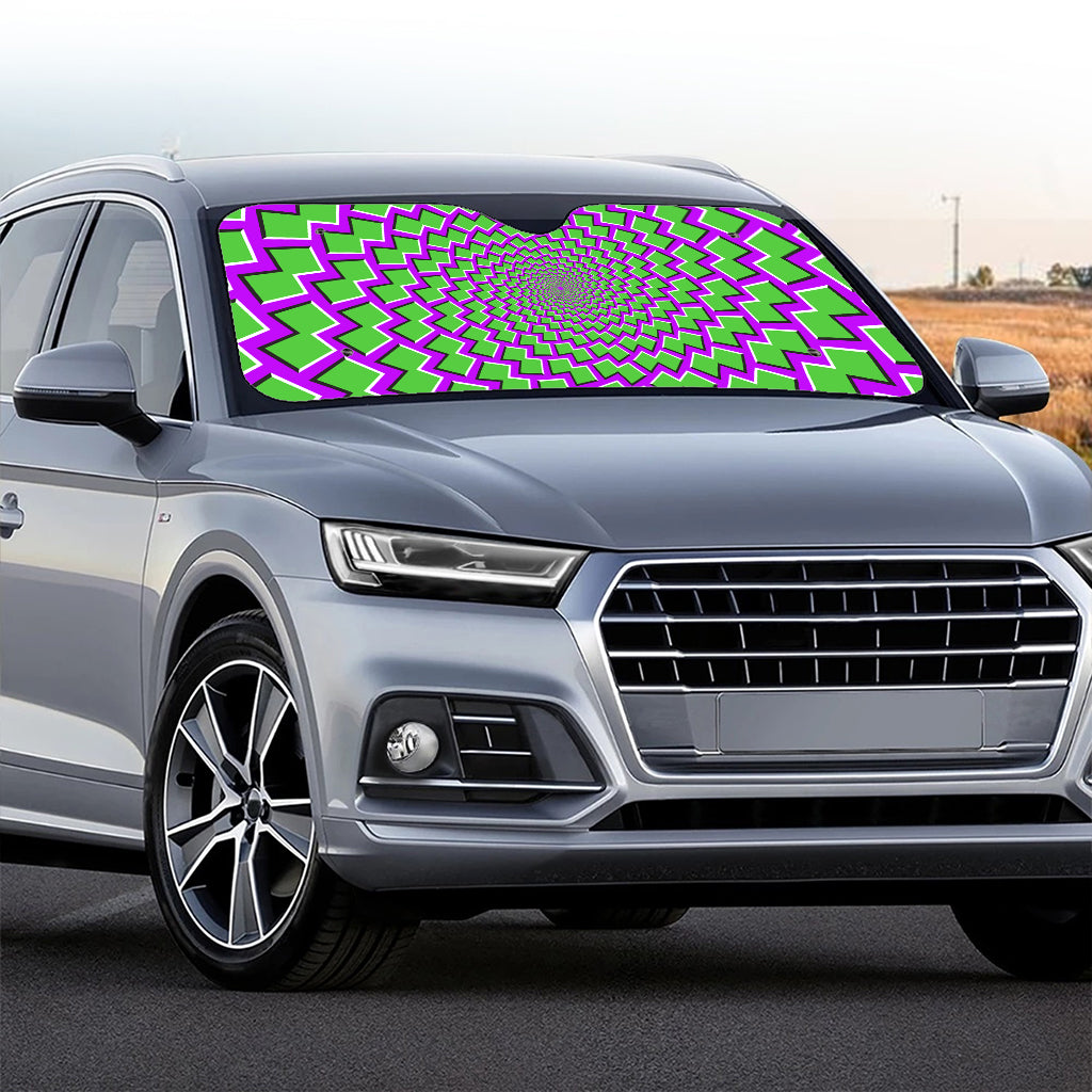Green Shapes Moving Optical Illusion Car Windshield Sun Shade