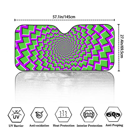 Green Shapes Moving Optical Illusion Car Windshield Sun Shade