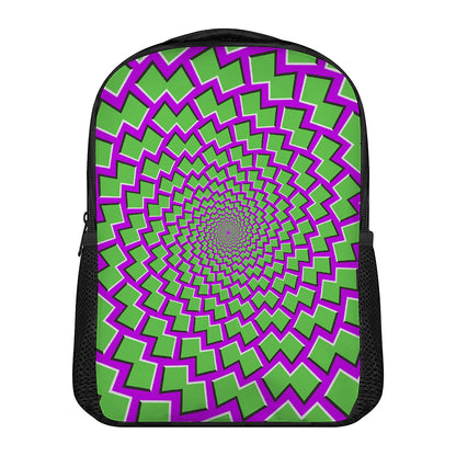 Green Shapes Moving Optical Illusion Casual Backpack