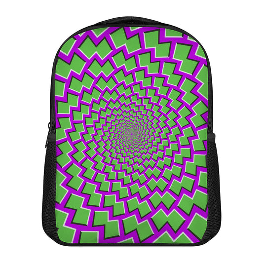 Green Shapes Moving Optical Illusion Casual Backpack