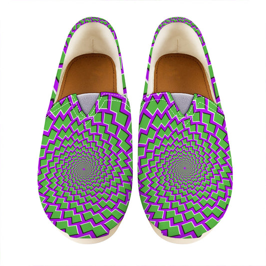 Green Shapes Moving Optical Illusion Casual Shoes