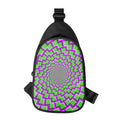 Green Shapes Moving Optical Illusion Sling Bag