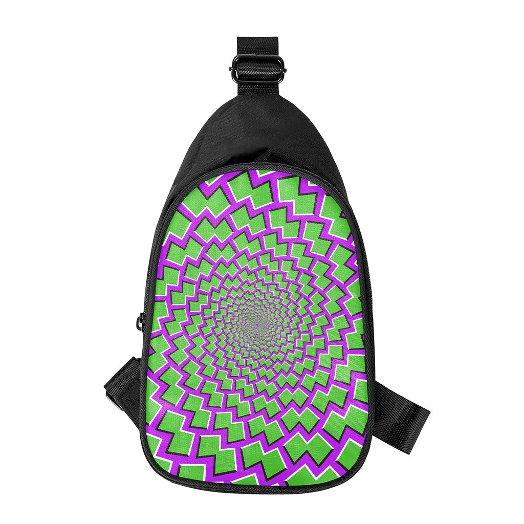Green Shapes Moving Optical Illusion Chest Bag