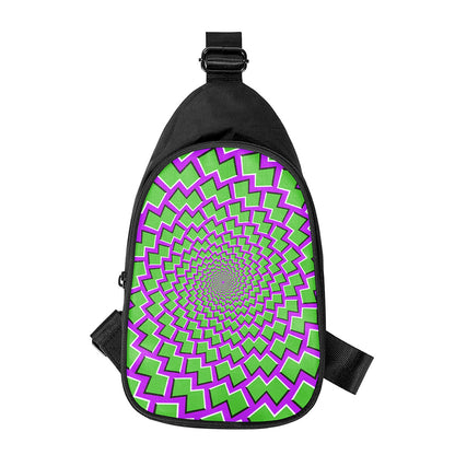Green Shapes Moving Optical Illusion Chest Bag