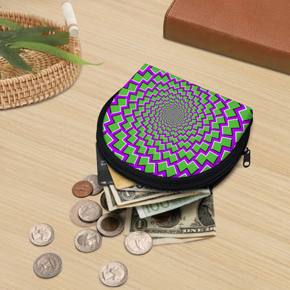 Green Shapes Moving Optical Illusion Coin Purse