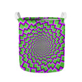 Green Shapes Moving Optical Illusion Collapsible Laundry Basket