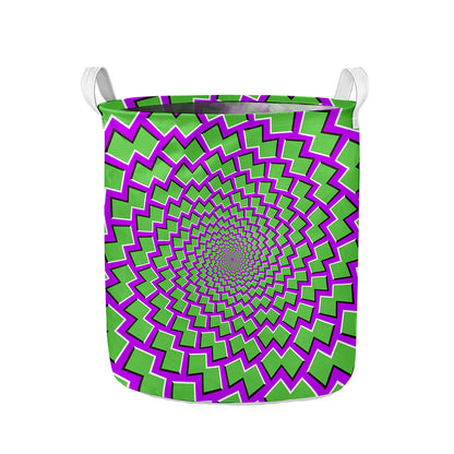 Green Shapes Moving Optical Illusion Collapsible Laundry Basket