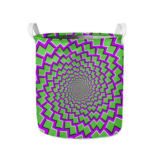 Green Shapes Moving Optical Illusion Collapsible Laundry Basket