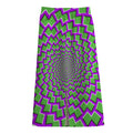 Green Shapes Moving Optical Illusion Cotton Front Slit Maxi Skirt