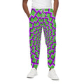Green Shapes Moving Optical Illusion Cotton Sweatpants