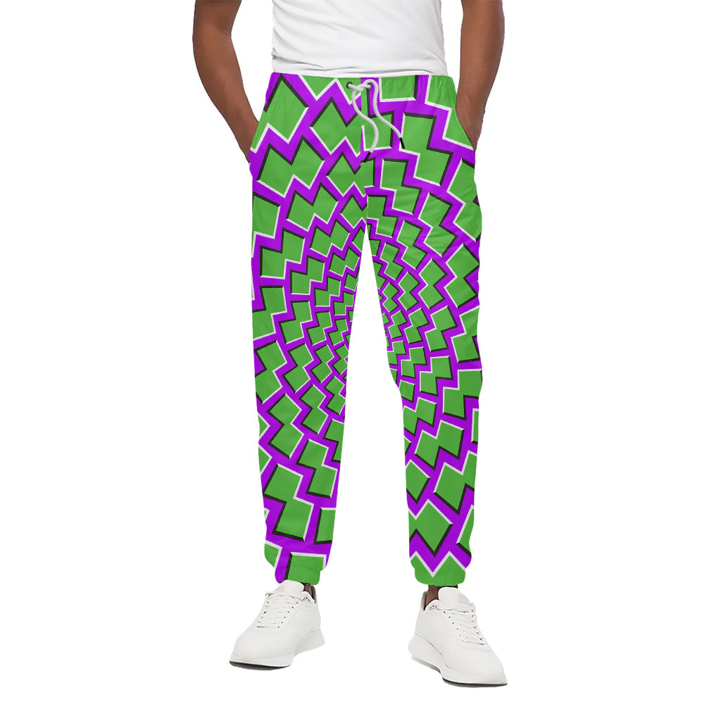 Green Shapes Moving Optical Illusion Cotton Pants
