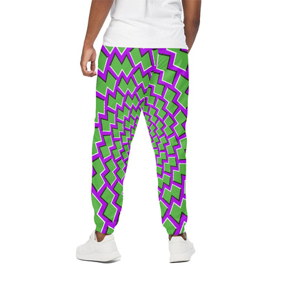 Green Shapes Moving Optical Illusion Cotton Pants