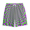 Green Shapes Moving Optical Illusion Cotton Shorts