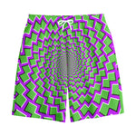 Green Shapes Moving Optical Illusion Cotton Shorts