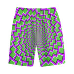 Green Shapes Moving Optical Illusion Cotton Shorts
