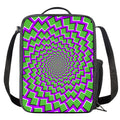 Green Shapes Moving Optical Illusion Crossbody Lunch Bag