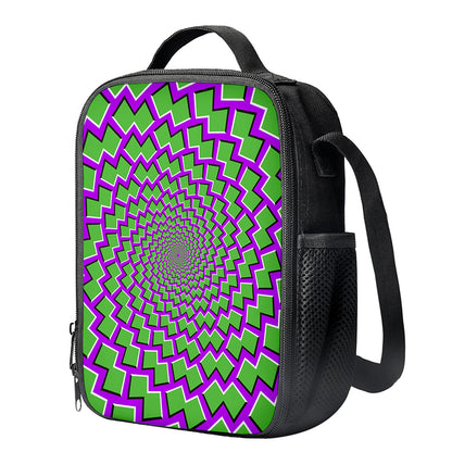 Green Shapes Moving Optical Illusion Crossbody Lunch Bag