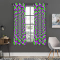 Green Shapes Moving Optical Illusion Grommet Curtain Panels