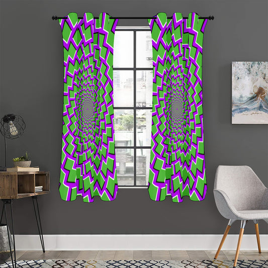 Green Shapes Moving Optical Illusion Curtain