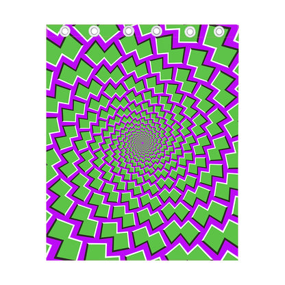 Green Shapes Moving Optical Illusion Curtain