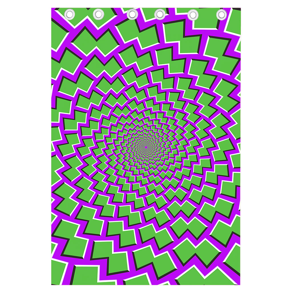 Green Shapes Moving Optical Illusion Curtain