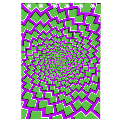 Green Shapes Moving Optical Illusion Curtain