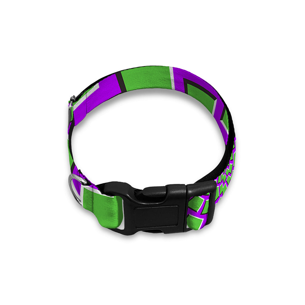Green Shapes Moving Optical Illusion Dog Collar