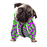 Green Shapes Moving Optical Illusion Dog Zip Up Hoodie