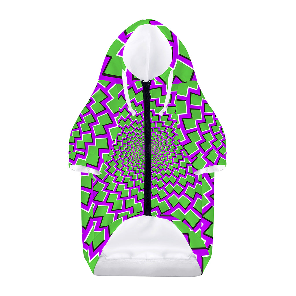 Green Shapes Moving Optical Illusion Dog Zip Up Hoodie
