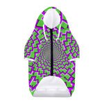 Green Shapes Moving Optical Illusion Dog Zip Up Hoodie