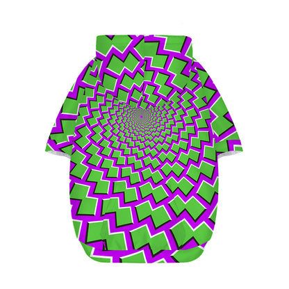 Green Shapes Moving Optical Illusion Dog Zip Up Hoodie