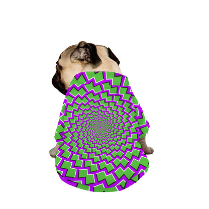 Green Shapes Moving Optical Illusion Dog Zip Up Jacket