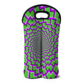 Green Shapes Moving Optical Illusion Double Neoprene Wine Tote