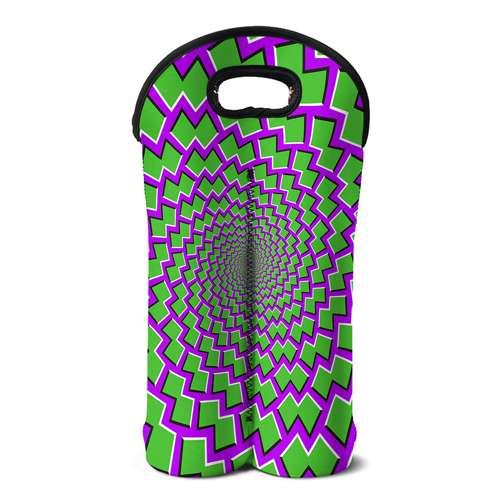Green Shapes Moving Optical Illusion Double Neoprene Wine Tote