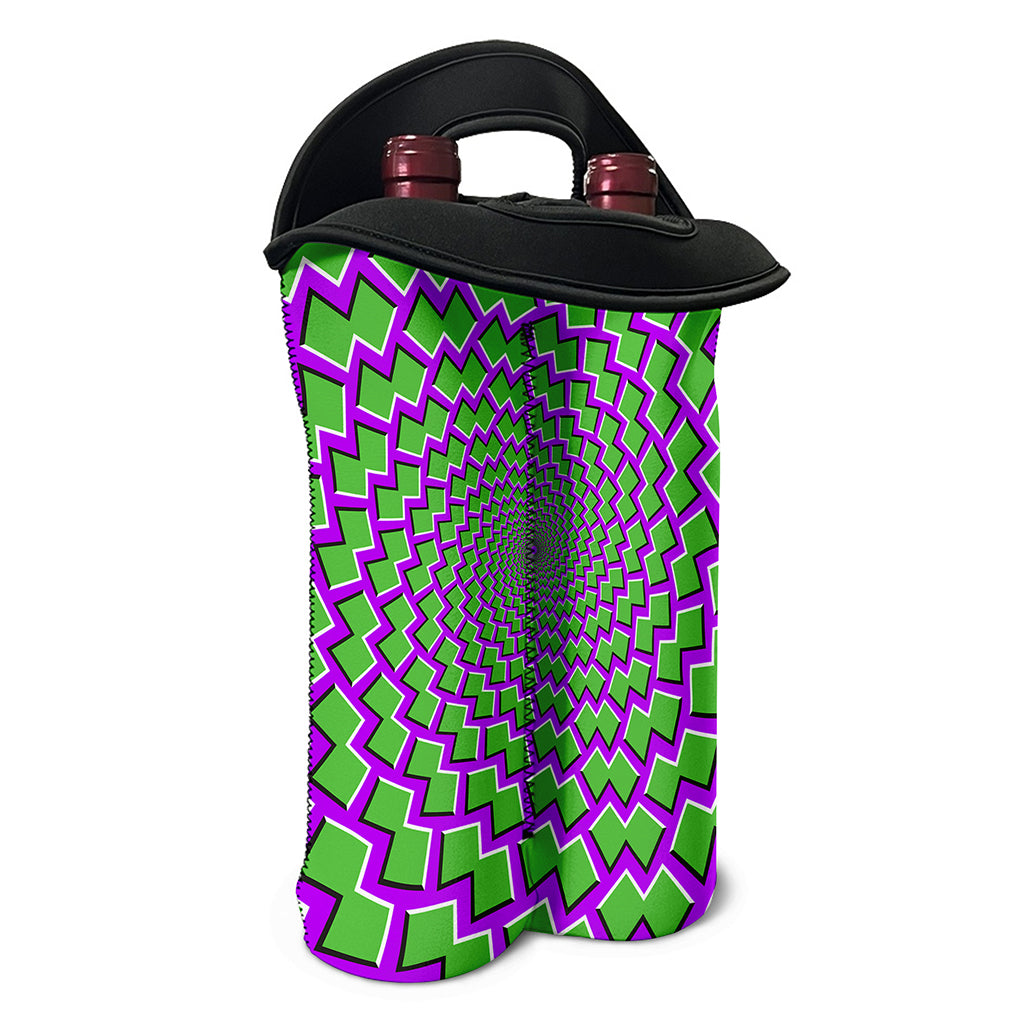Green Shapes Moving Optical Illusion Double Neoprene Wine Tote