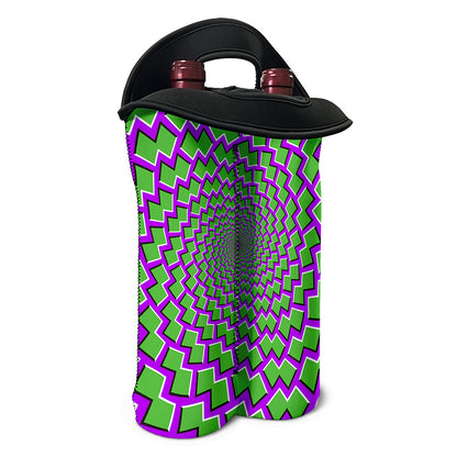 Green Shapes Moving Optical Illusion Double Neoprene Wine Tote