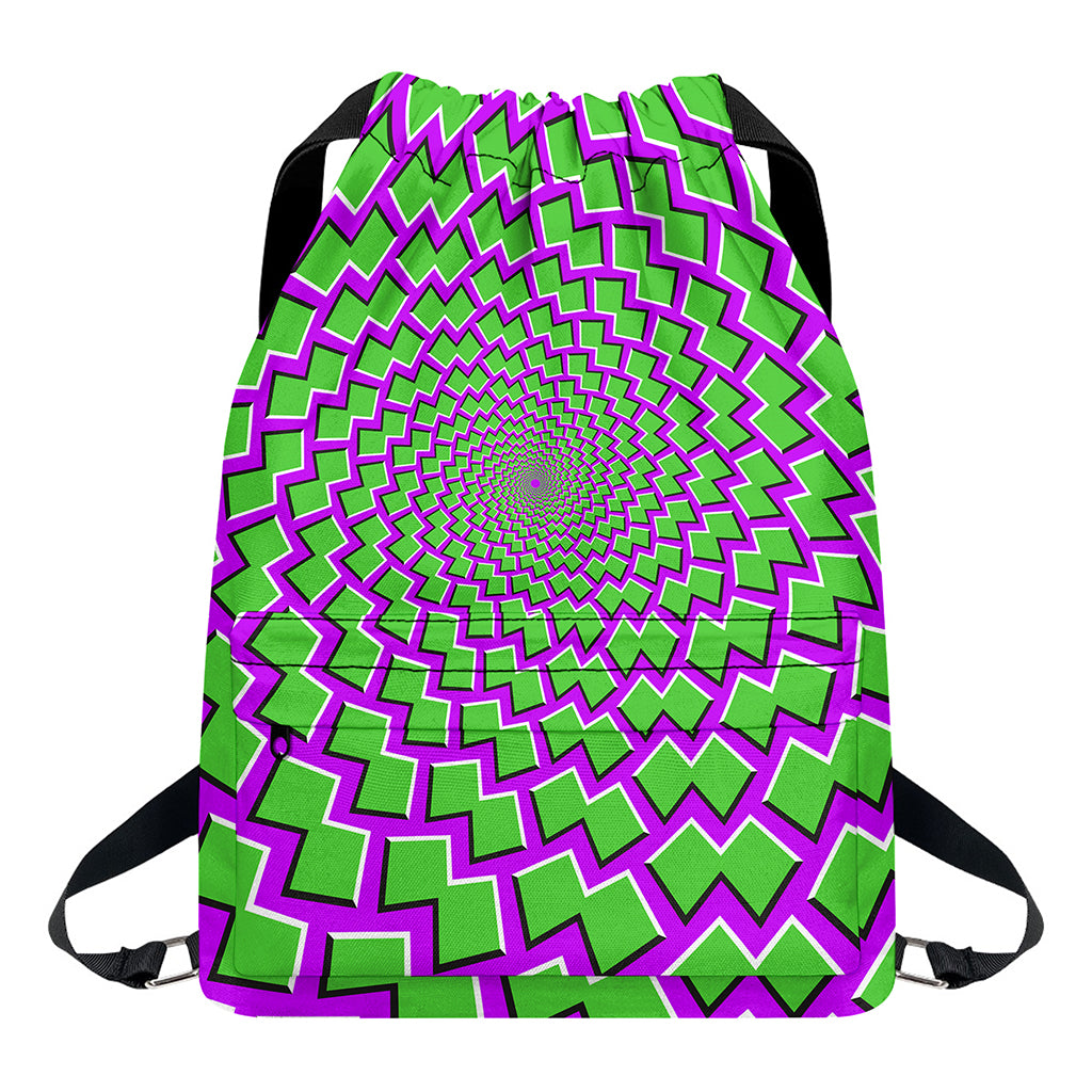 Green Shapes Moving Optical Illusion Drawstring Backpack