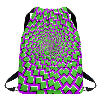 Green Shapes Moving Optical Illusion Drawstring Backpack
