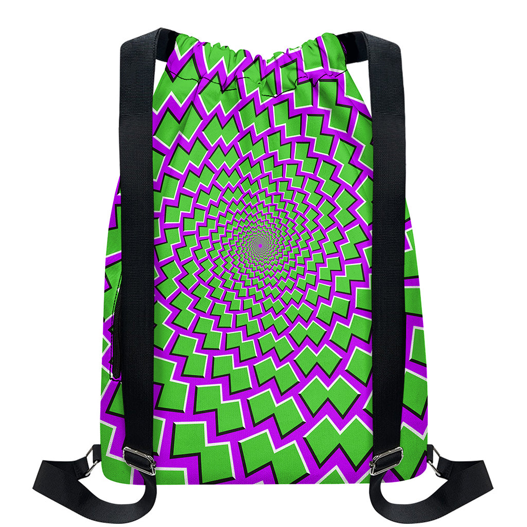 Green Shapes Moving Optical Illusion Drawstring Backpack
