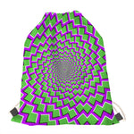 Green Shapes Moving Optical Illusion Drawstring Bag