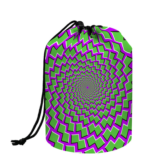 Green Shapes Moving Optical Illusion Drawstring Makeup Bag